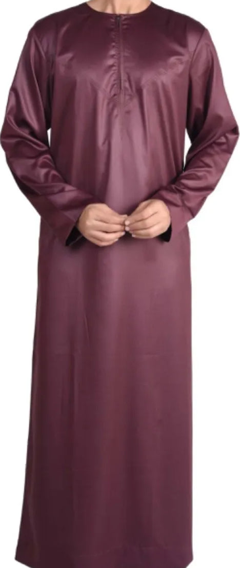 Silky Maroon Jubba Thobe Shiny Polyester Material