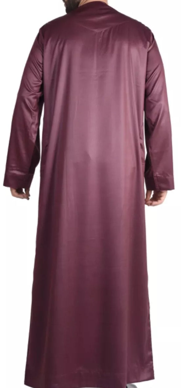 Silky Maroon Jubba Thobe Shiny Polyester Material