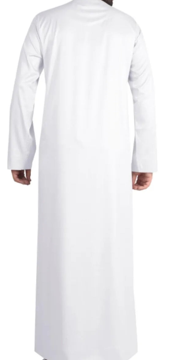 Silky White Mens Jubba Thobe Shiny