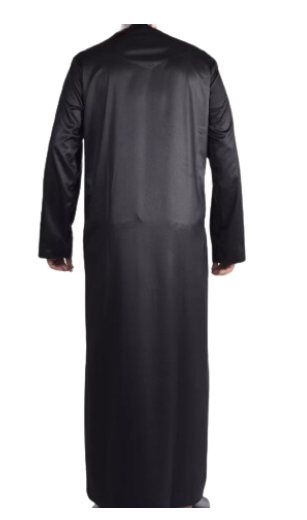 Silky Black Jubba Thobe Shiny Polyester Material