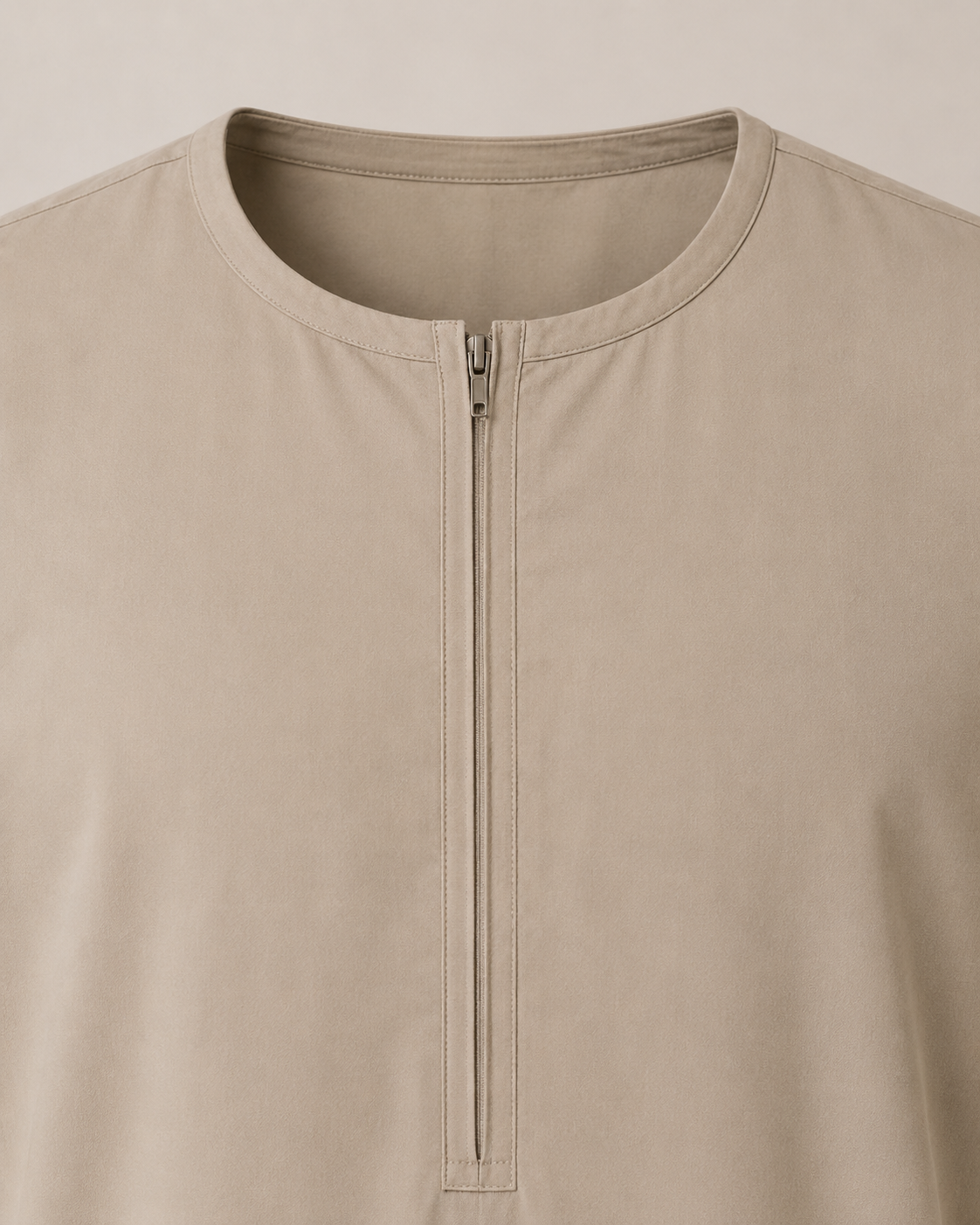 Beige Moroccan jubba neckline close-up