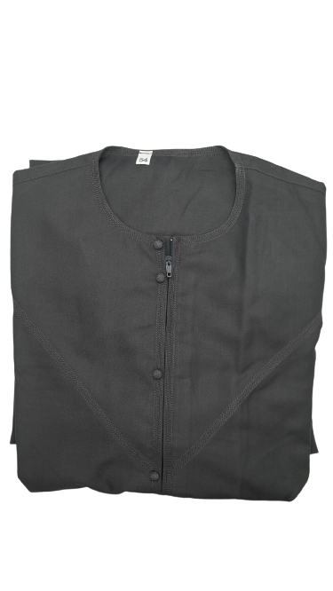 Textured Print Dark Grey Cotton Thobe/Jubbah