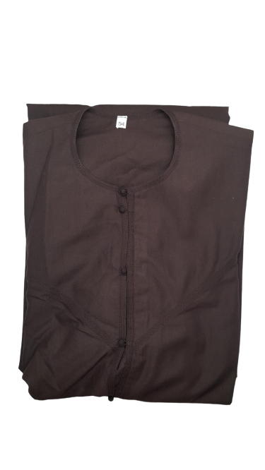 Textured Print Chocolate Brown Cotton Thobe/Jubbah