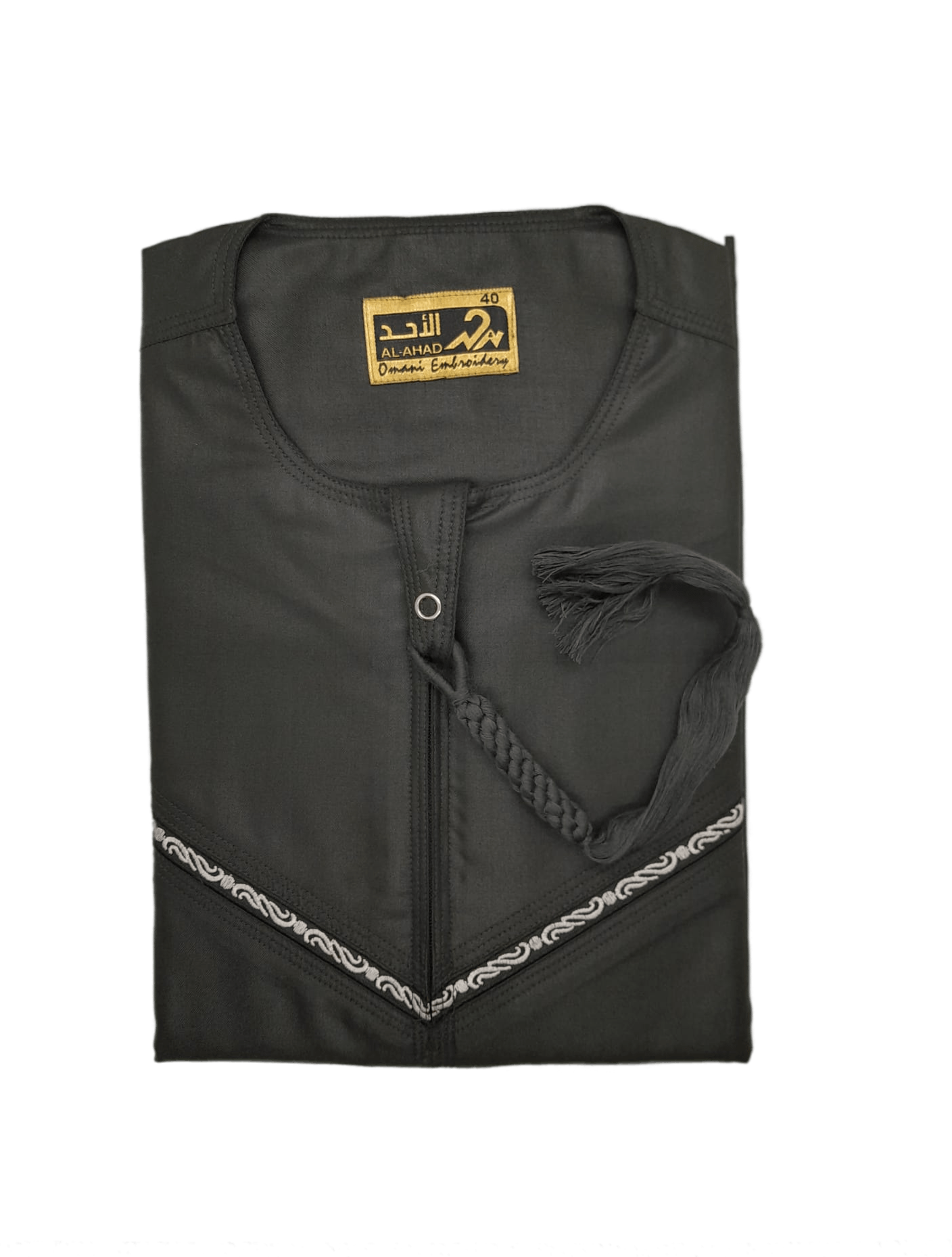 Older Boys Cotton Full Sleeve Embroidered Thobe/Jubbah in Black