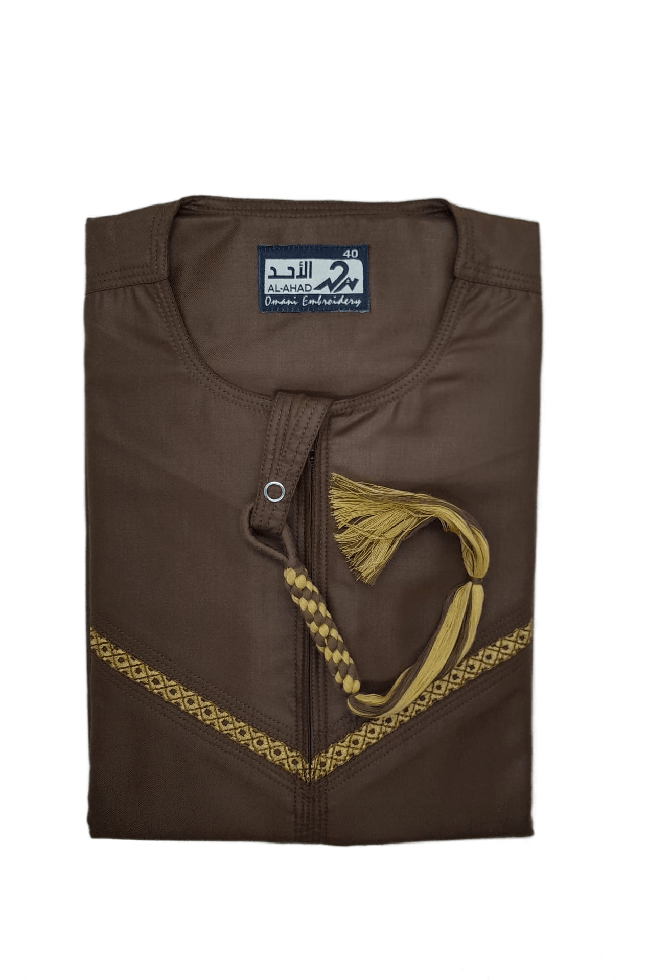 Older Boys Cotton Full Sleeve Embroidered Thobe/Jubbah in Brown