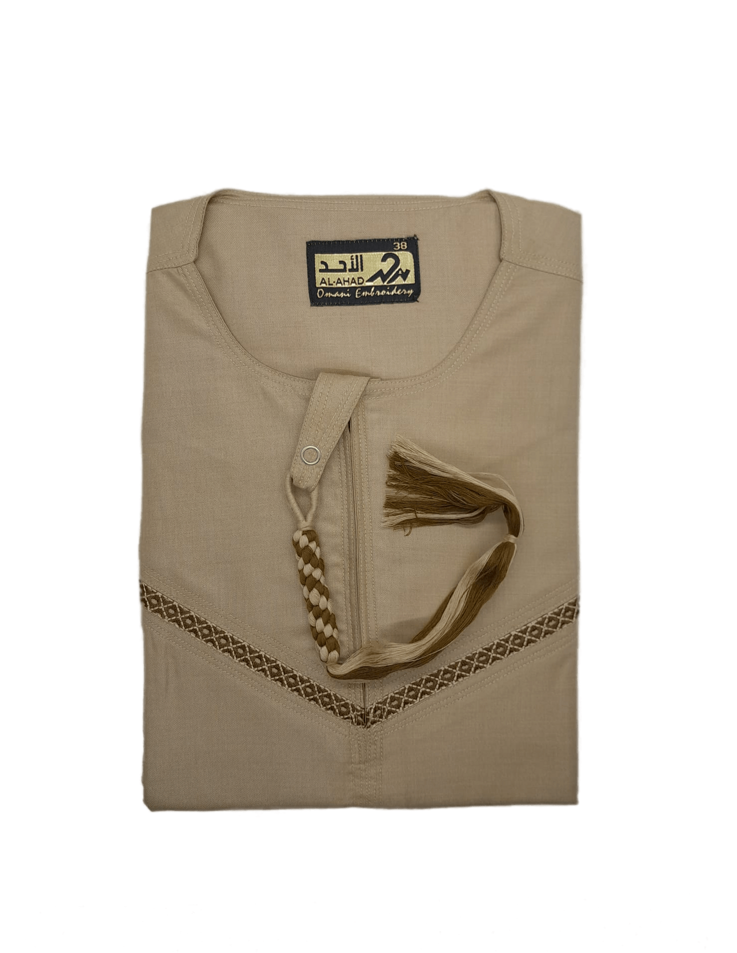 Older Boys Cotton Full Sleeve Embroidered Thobe/Jubbah in Sand