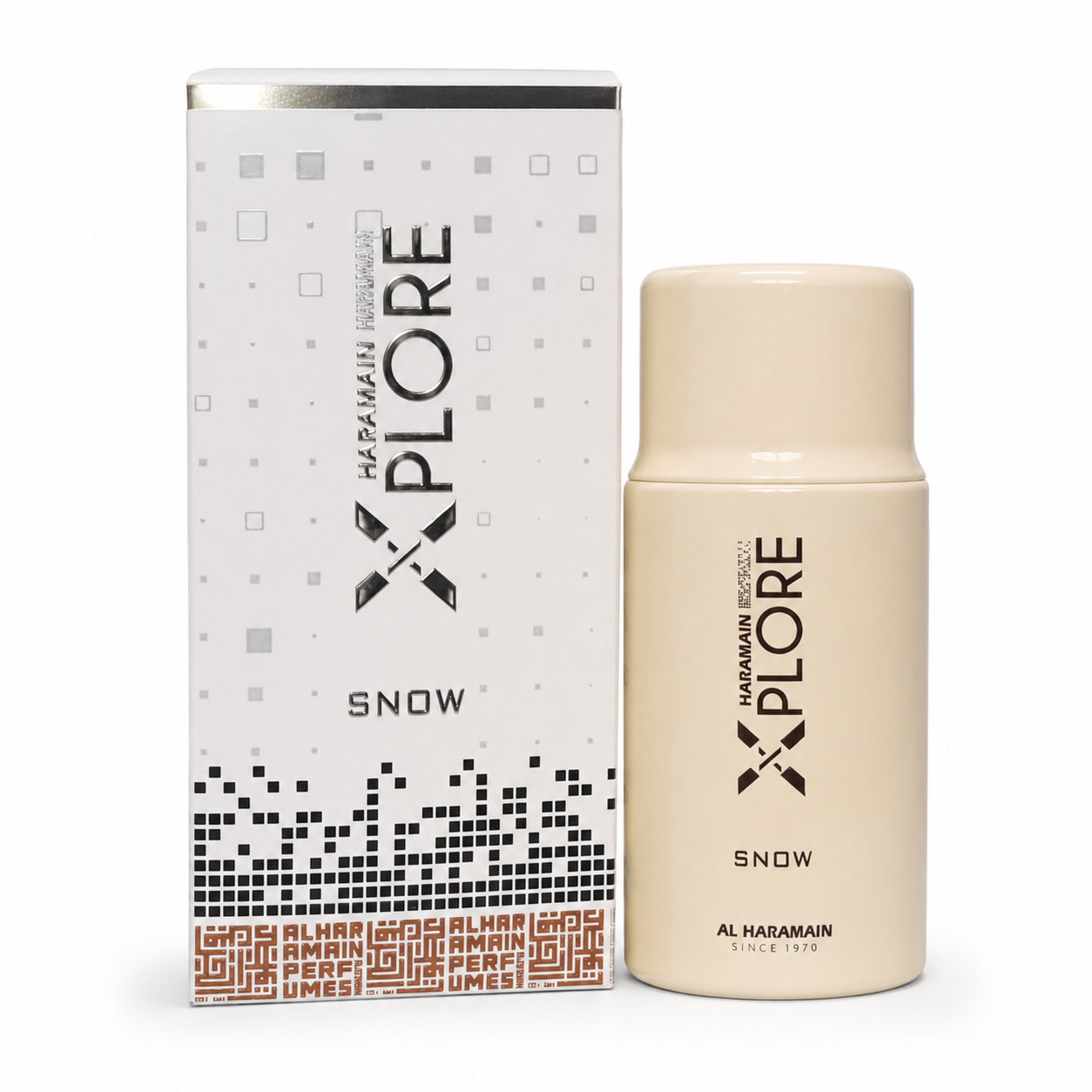 Al Haramain Xplore Snow Fragrance Spray with box