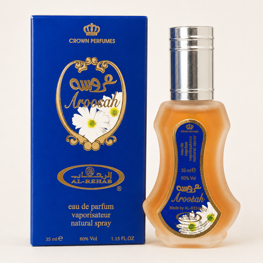 Al-Rehab Aroosah 35ml Eau de Parfum Spray bottle and packaging