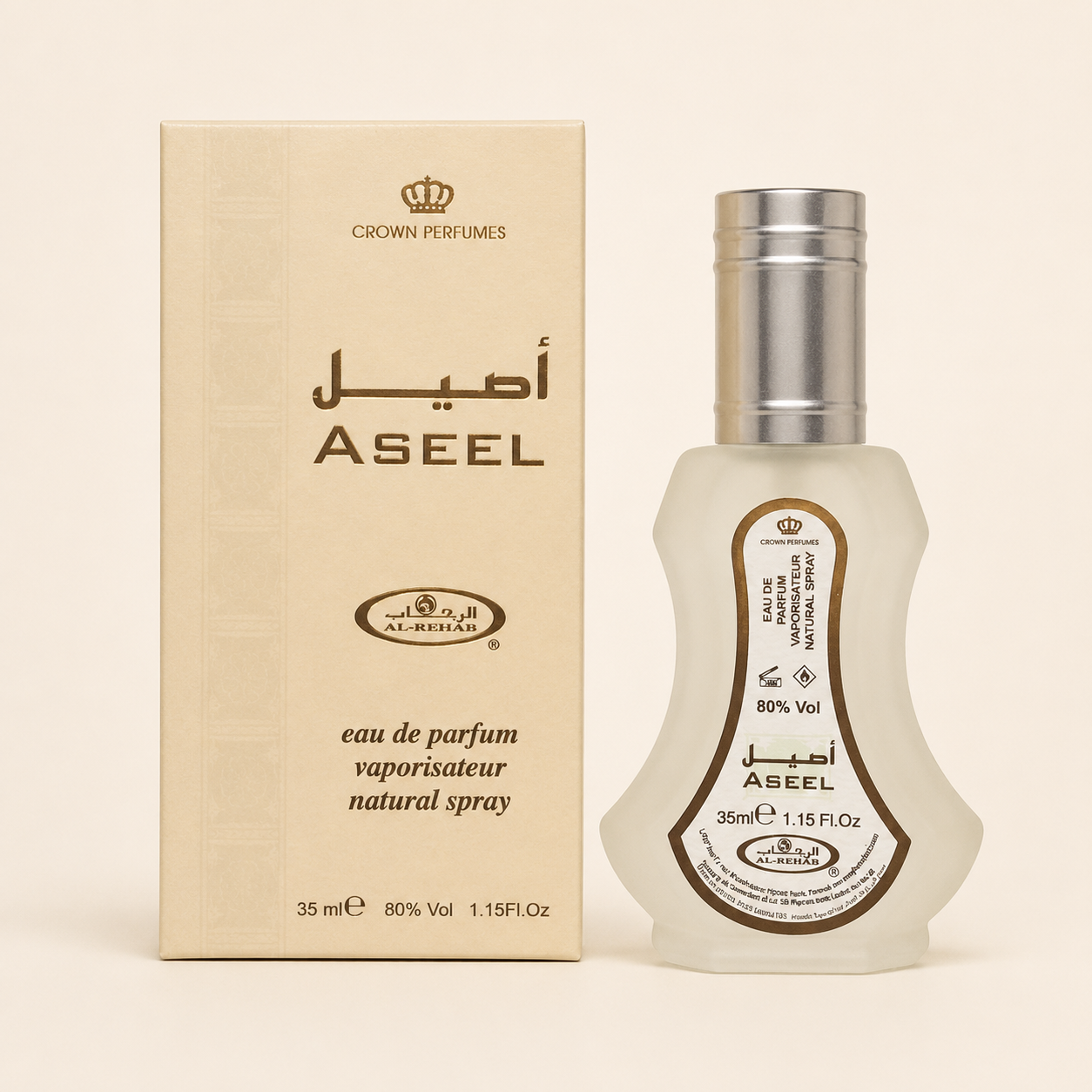 Al-Rehab Aseel 35ml Eau de Parfum Spray bottle and packaging