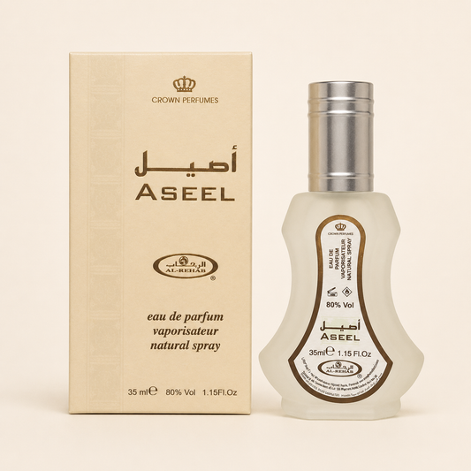 Al-Rehab Aseel 35ml Eau de Parfum Spray bottle and packaging