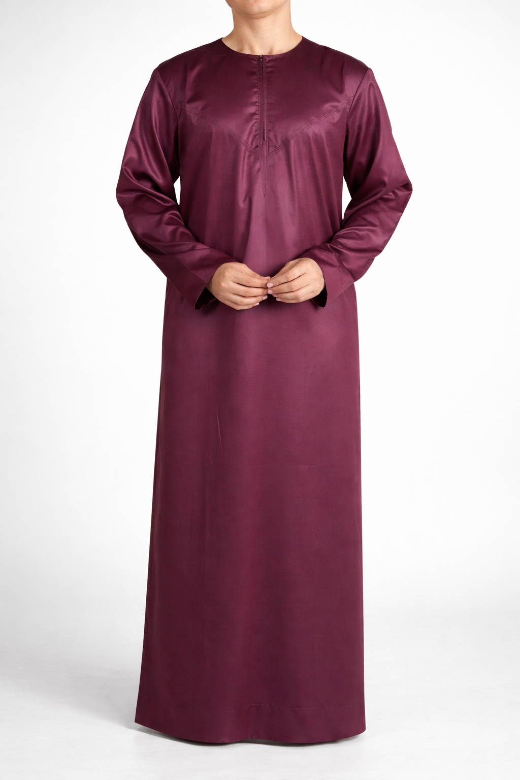 Silky Maroon Mens Jubba Thobe Shiny