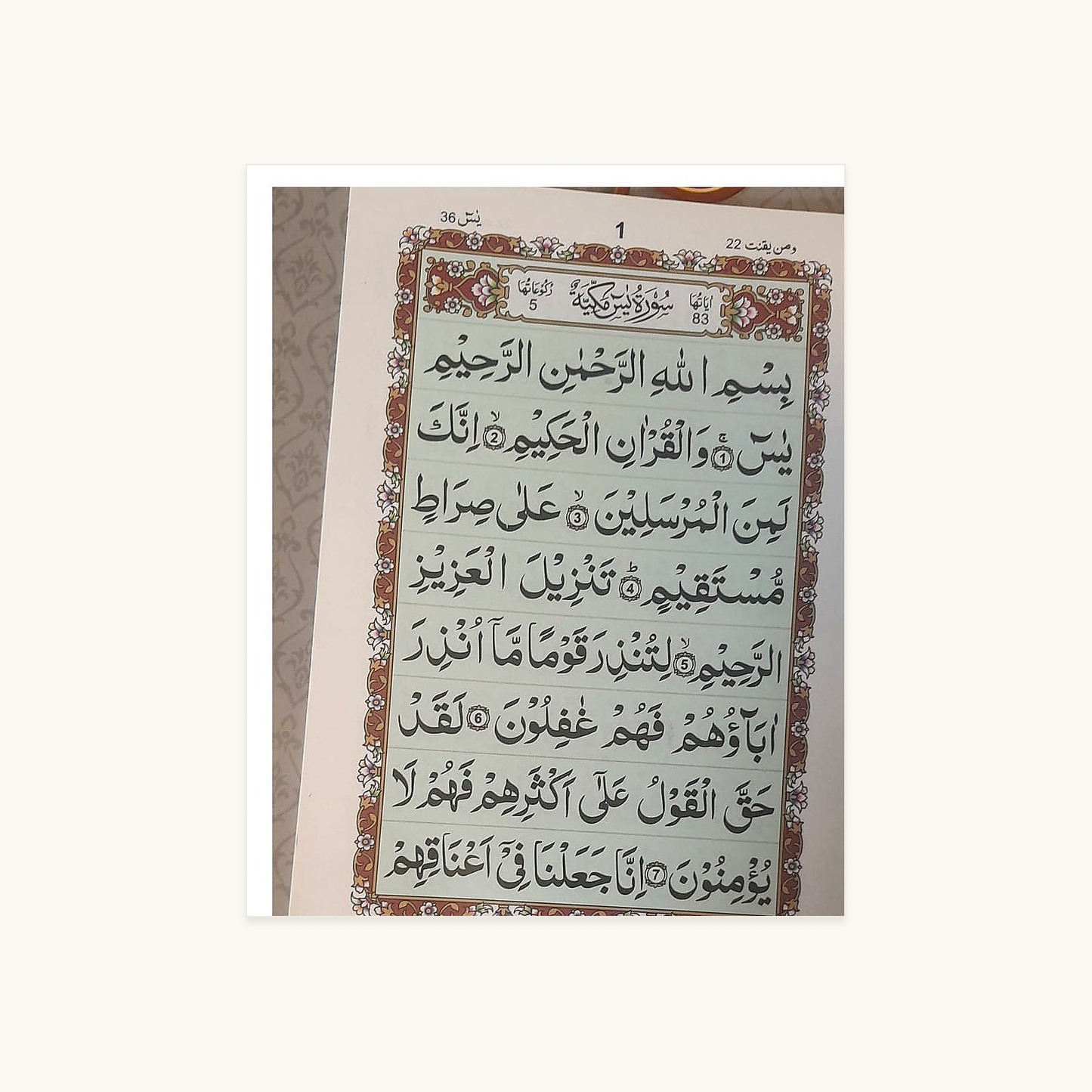 Surah Yaseen – Compact Decorative Edition inside script page – original text preserved