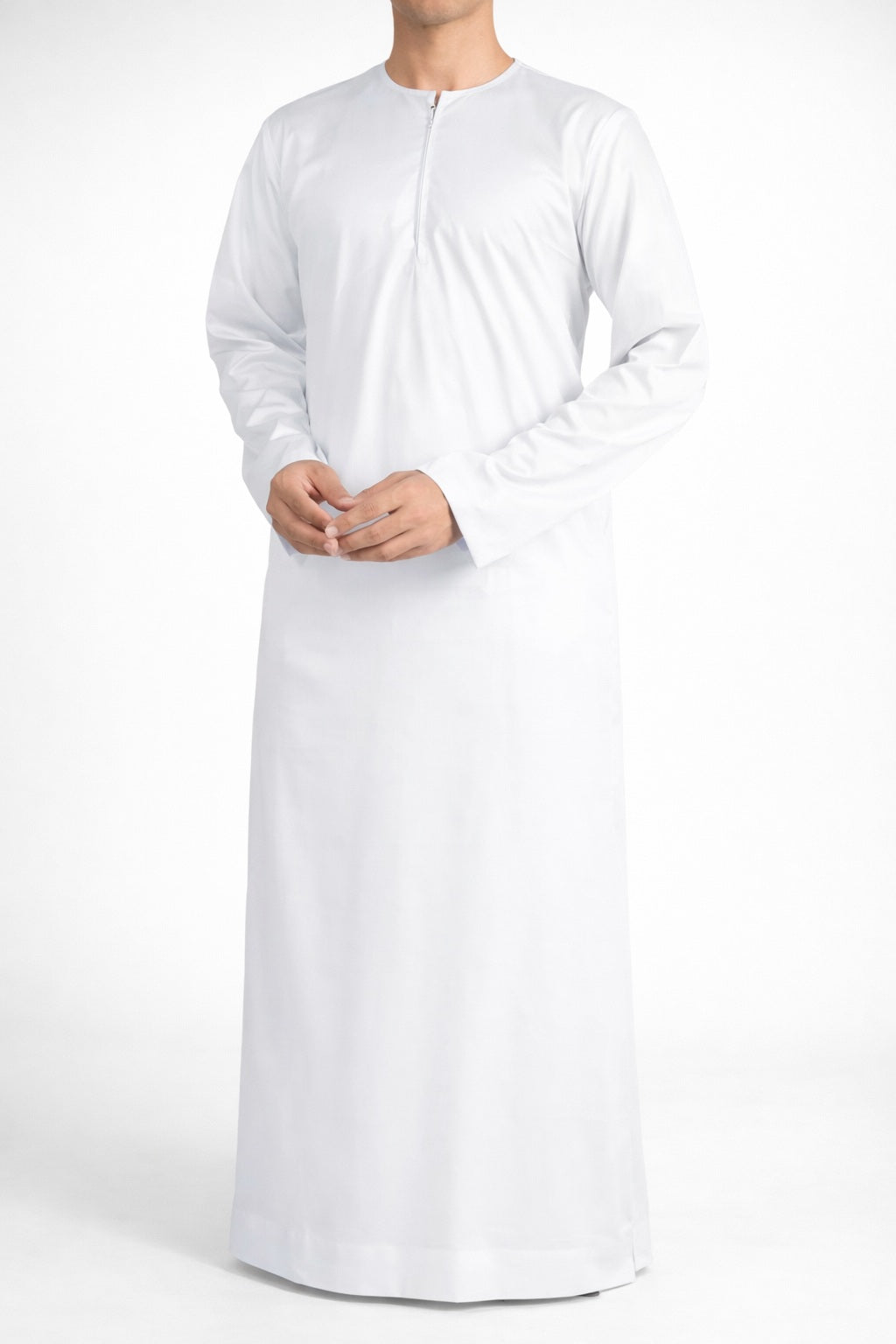 Silky White Jubba Thobe Shiny Polyester Material