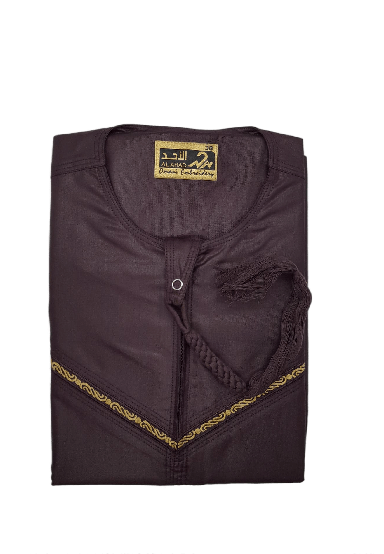 Older Boys Cotton Full Sleeve Embroidered Thobe/Jubbah in Dark Maroon